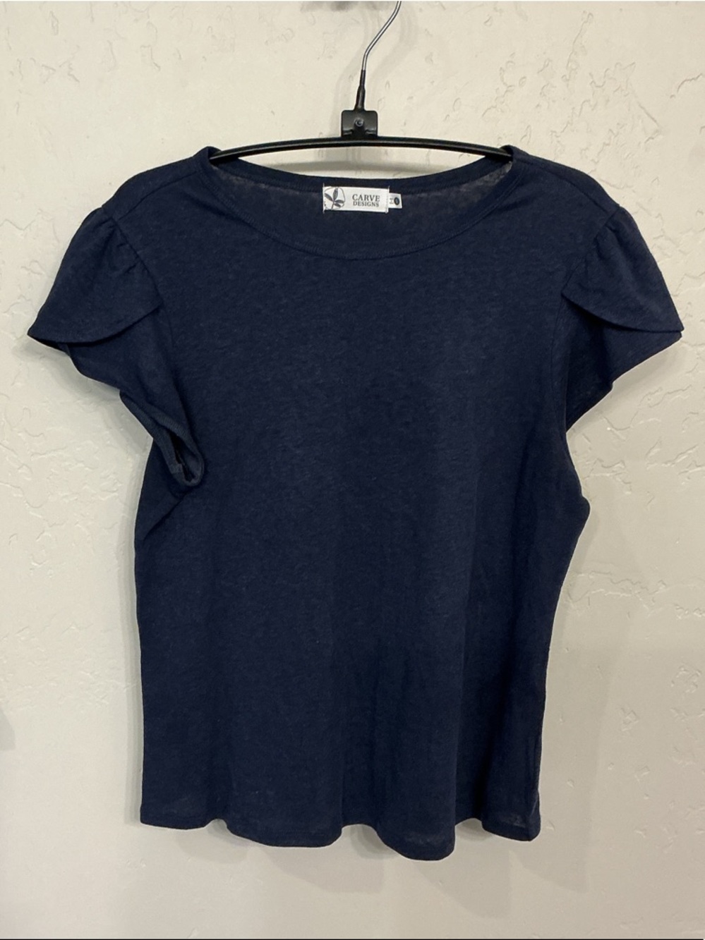 Carve Designs Navy Flutter tee, S - Picture 2 of 9